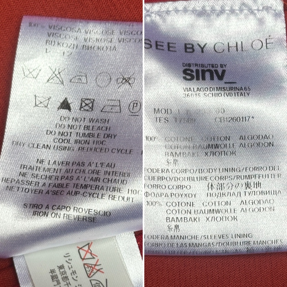 See by Chloé Coat Cotton Belted Rust Red Size 2 - Picture 5 of 17